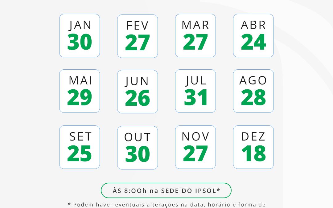 CALENDÁRIO REUNIÕES DO CONSELHO FISCAL, PREVIDENCIÁRIO E DIRETORIA